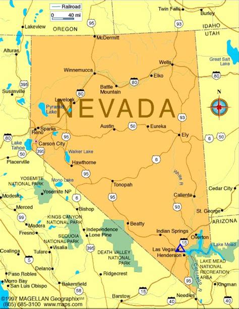 Nevada State Map With Counties And Cities Time Zones Map