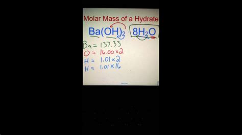 Molar mass of hydrogen is 2.01588 ± 0.00014 g/mol compound name is hydrogen. Hydrate Molar Mass - YouTube