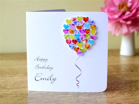 Handmade 3d Birthday Card Personalised Colourful Balloons