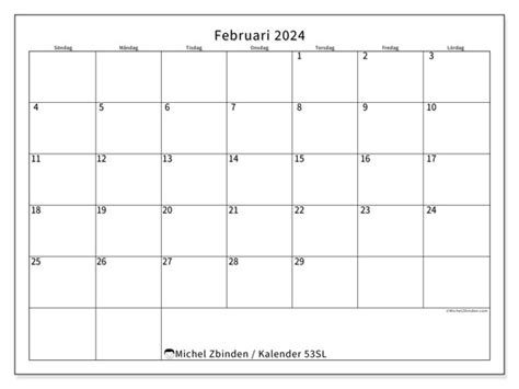 Kalender Februari 2024 För Att Skriva Ut “53sl” Michel Zbinden Se