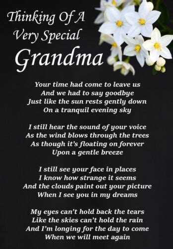 Thinking Of A Special Grandma Memorial Graveside Poem Card Free Stake F EBay
