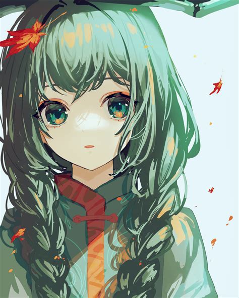 the big imageboard tbib 1girl akinomiya asuka autumn leaves bangs braid commentary request