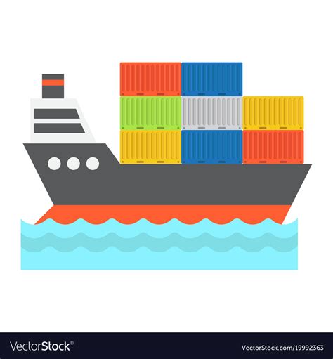 Cargo Ship Flat Icon Logistic And Delivery Vector Image