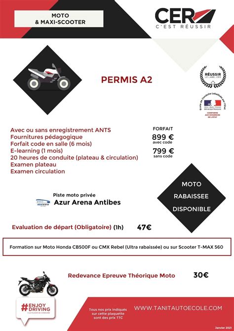 permis a2 moto auto ecole cer le tanit audiberti