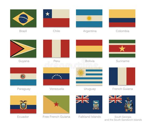 South America Territories Countries Flags Stock Illustrations 19