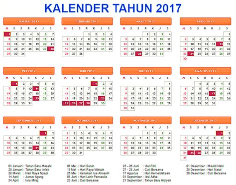 Kalender Indonesia tahun 2017 lengkap dengan libur nasional dan cuti ...