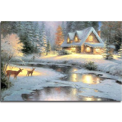 Forest Cottage Diamond Painting Snow Pictures Rhinestones Embroidery