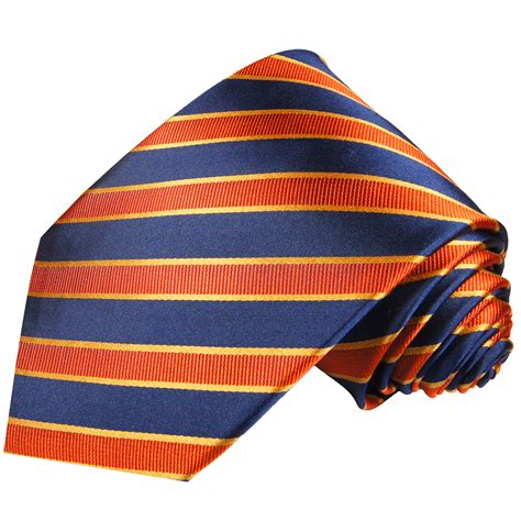 Blue Orange Mens Tie Striped Silk Necktie Paul Malone Shop