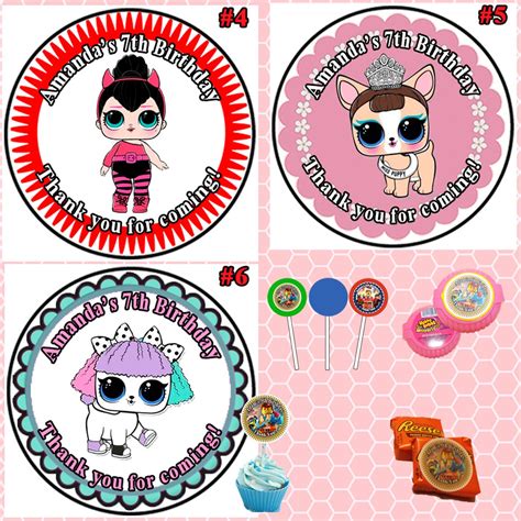 Slide 1 to 5 of 5. LOL Surprise Doll Birthday Round Stickers Printed 1 Sheet ...