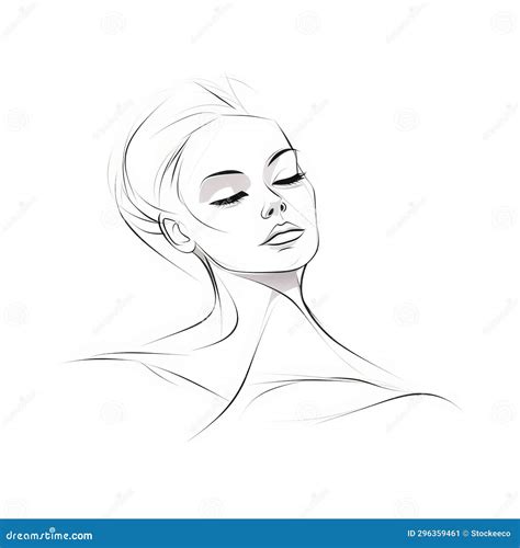 Minimalist One Line Art Drawing Of A Beautiful Woman With Closed Eyes