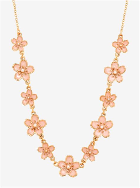 Sakura Blossom Necklace Necklace Gold Tone Necklace Faux Pearl