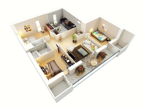 25 More 3 Bedroom 3d Floor Plans Architecture And Design House Floor