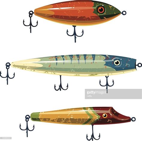 Colorful Antique Fishing Lures And Hooks Used For Bait Fishing Lures