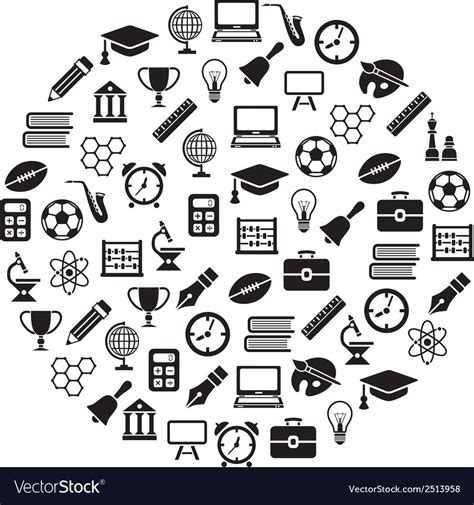 Education Icons In Circle Royalty Free Vector Image