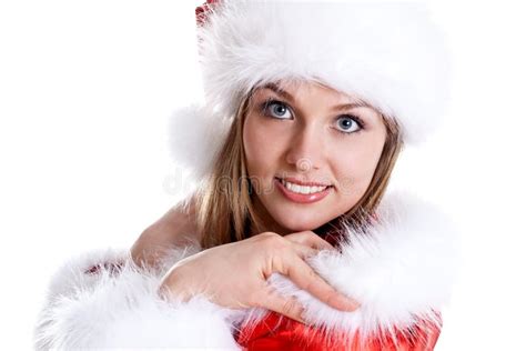 Beautiful Woman Wearing Santa Claus Clothes Stock Image Image Of