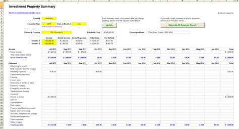 rental investment property record keeping spreadsheet