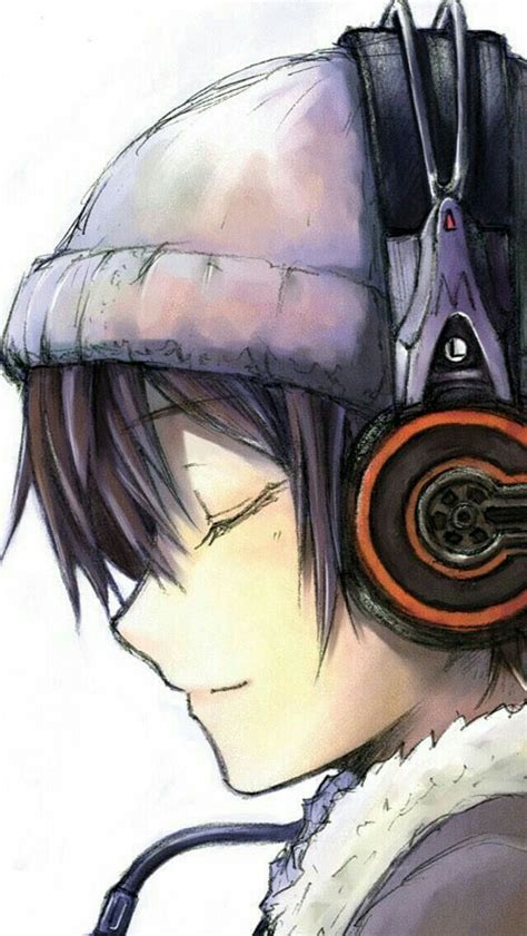 Anime Boy With Headphones Drawing