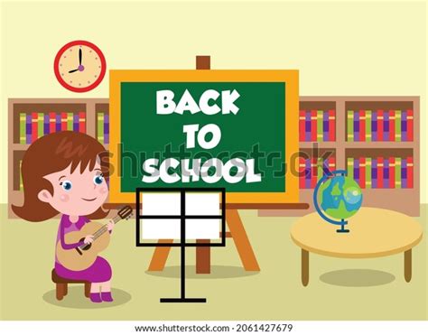 Back School Vector Concept Schoolgirl Learning Stock Vector Royalty Free 2061427679 Shutterstock