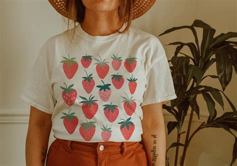 Strawberry Shirt Strawberry Clothes Strawberry Top Garden Etsy Canada