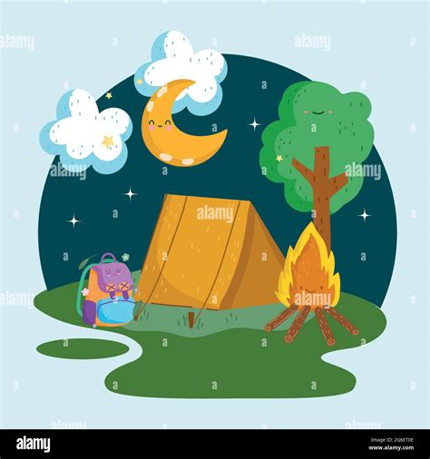 cute nature night camping stock vector image and art alamy