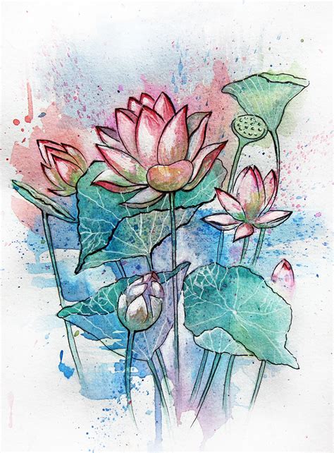 Water Lilies Illustration Watercolor Anastasiamas Water Lily Tattoos