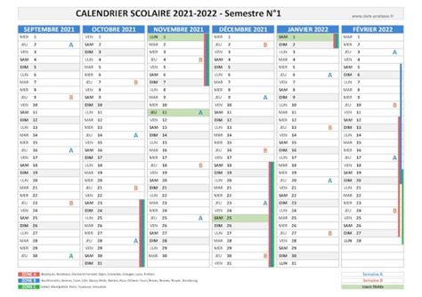 Calendrier Scolaire 2021 2022 à Imprimer Avec Les Dates Des Vacances