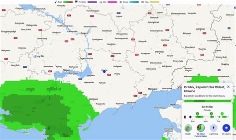 ukraine battle map on twitter rainfall 🌧️ is expected on the zaporizhzhia front for the next 3