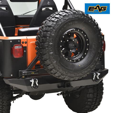 Eag Rear Bumper With Secure Lock Tire Carrier Fits 76 86 Jeep Wrangler
