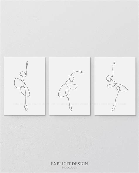 Printable Abstract Ballet Set Of 3 One Continuous Line Print Etsy In