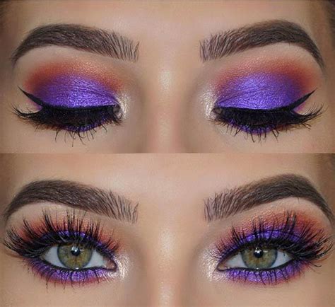 Purple And Orange Eyes Makeup On Stylevore