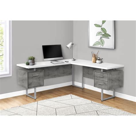 Monarch Reversible Wooden L Shaped Corner Computer Desk In White And
