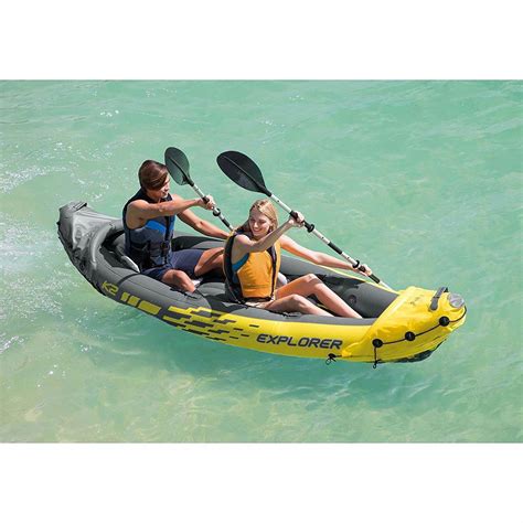 Intex Explorer K2 2 Person Kayak Inflatable Set With Aluminum Oars And