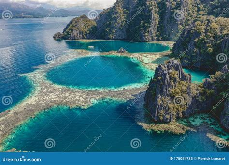 Aerial View Of The Twin Lagoon In Coron Island Palawan Philippines