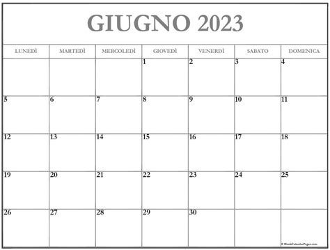 Giugno 2023 Calendario Gratis Italiano Calendario Giugno