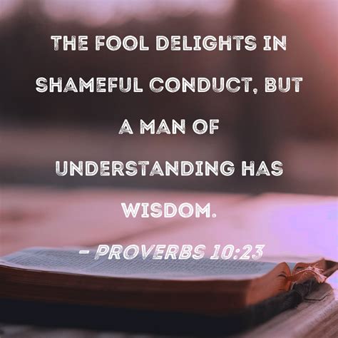 Proverbs 1023 The Fool Delights In Shameful Conduct But A Man Of