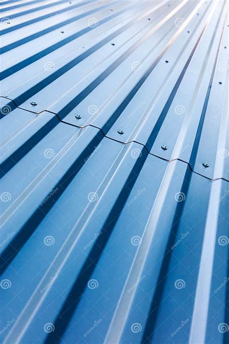 Blue Corrugated Steel Roof With Rivets Stock Image Image Of Groove