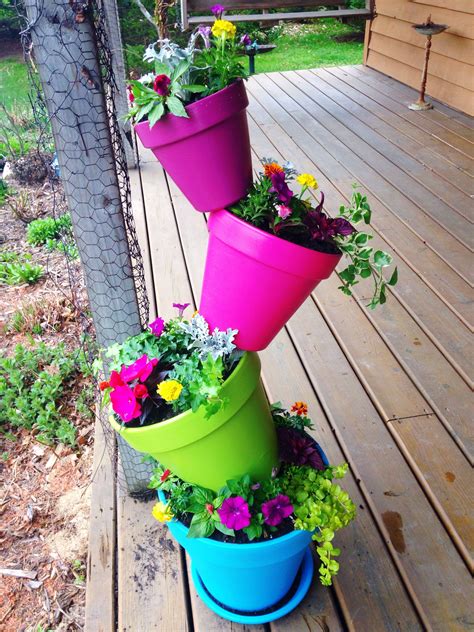 Diy Flower Pots Cheap And Neat Solution For Gardening Stacked