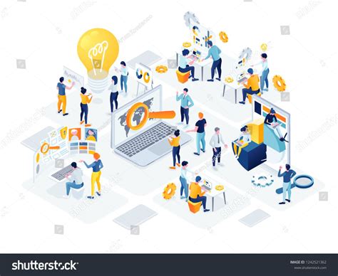 Flat Isometric Vector Business Illustration The Office Of A Large
