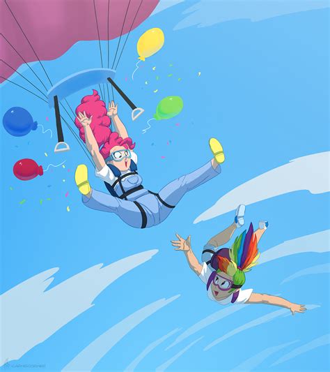 2518541 Safe Artistcarnifex Pinkie Pie Rainbow Dash Human Air