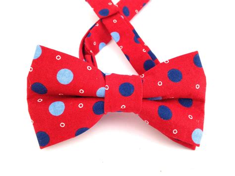 Red Polkadot Bow Tie Blue Polka Dot Tie Red Bow Tie Blue Necktie