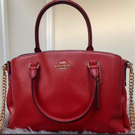Coach Bags Red Coach Purse With Gold Chain Poshmark
