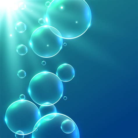 Free Vector Underwater Floating Bubbles Background With Sun Rays