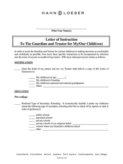 Beneficiary Letter Of Instruction Template
