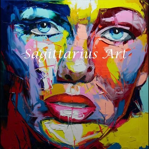Hand Painted Abstract Francoise Nielly Designer Cool Face Art Abstract