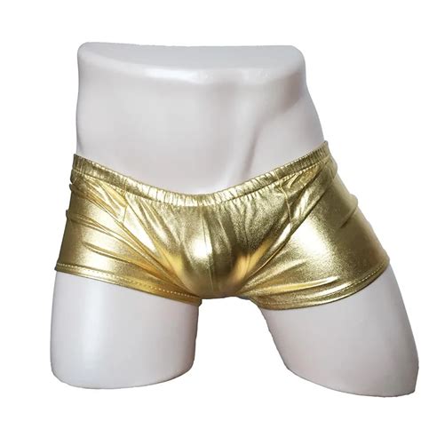 Sexy Metallic Shiny Gold Stretchy Boxer Brief Knickers Boy Shorts