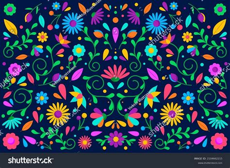 Mexican Flower Traditional Pattern Background Mexican Stock Vector