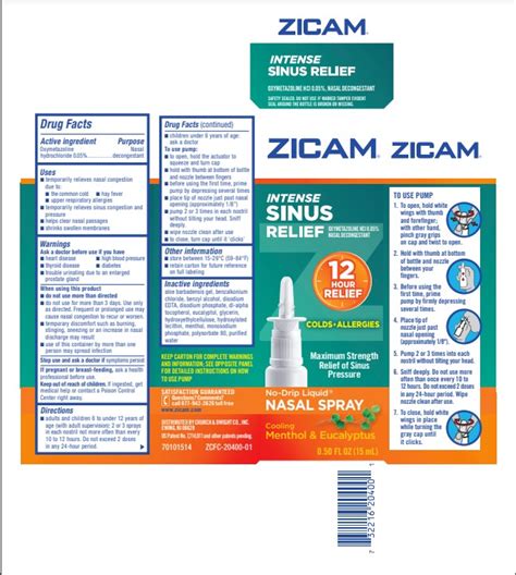 Zicam Intense Sinus Relief Oxymetazoline Hydrochloride Spray