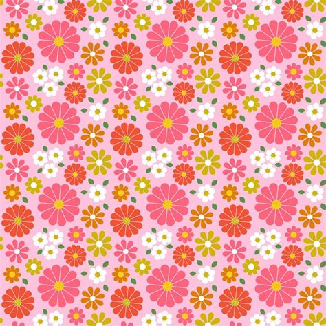 Retro Seamless Floral Pattern With Pink Tones 1181293 Vector Art At