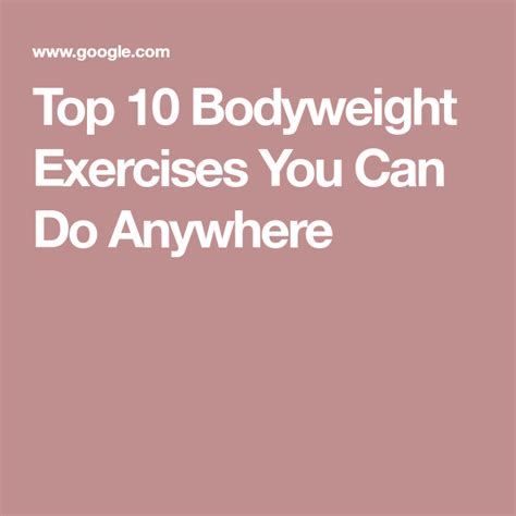 Top 10 Bodyweight Exercises You Can Do Anywhere Fitneass Bodyweight