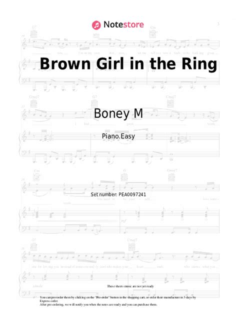 Boney M Brown Girl In The Ring Piano Sheet Music On Note Pianoeasy Sku Pea0097241